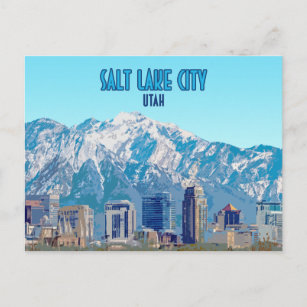 Salt Lake City Utah Downtown Vintage Postcard