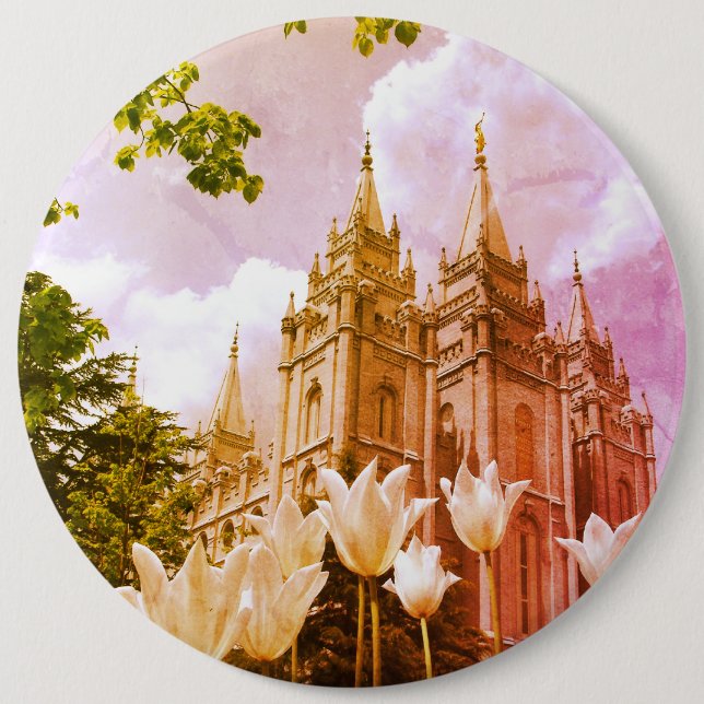 Salt Lake City, Utah Mormon Temple 6 Inch Round Button (Front)