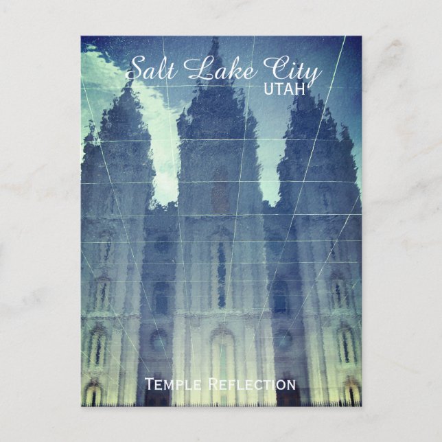 Salt Lake City, Utah Mormon Temple Reflection Postcard (Front)