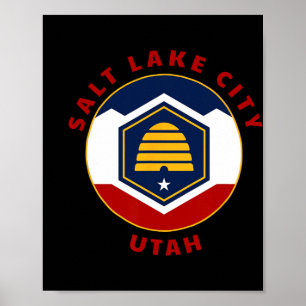 Salt Lake City Utah New Ut Flag Beehive Vacation S Poster