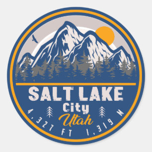Salt Lake City Utah Retro Sunset Souvenirs 60s Classic Round Sticker