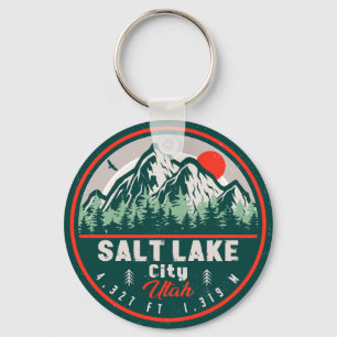 Salt Lake City Utah Retro Sunset Souvenirs 60s Keychain