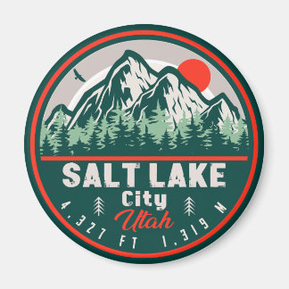 Salt Lake City Utah Retro Sunset Souvenirs 60s Magnet