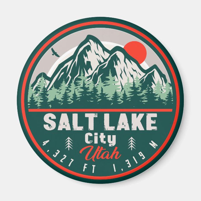 Salt Lake City Utah Retro Sunset Souvenirs 60s Magnet (Front)