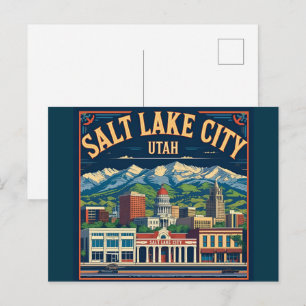 Salt Lake City Utah retro vintage Travel  Postcard