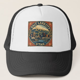 Salt Lake City Utah retro vintage Travel Trucker Hat
