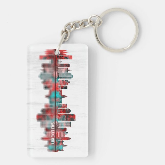 Salt Lake City Utah Skyline Keychain (Back)