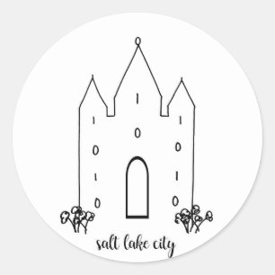 salt lake city utah temple simple modern classic round sticker