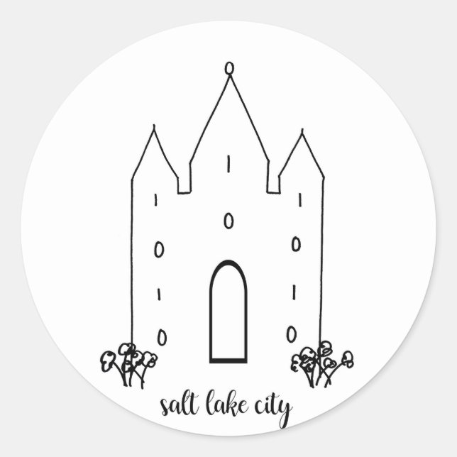 salt lake city utah temple simple modern classic round sticker (Front)