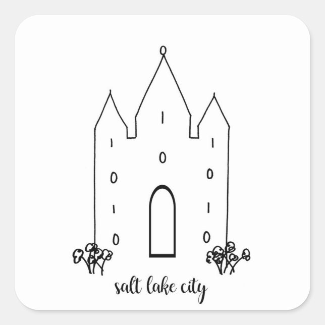 salt lake city utah temple simple modern square sticker (Front)