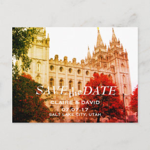 Salt Lake City, Utah Temple Wedding Save the Date Announcement Postcard