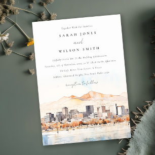 Salt Lake City, Utah Watercolor Landscape Wedding Invitation