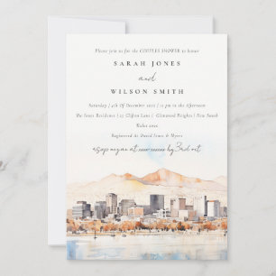 Salt Lake City Utah Watercolor Scape Bridal Shower Invitation
