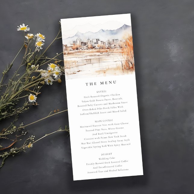 Salt Lake City Utah Watercolor Wedding Menu Card (Creator Uploaded)