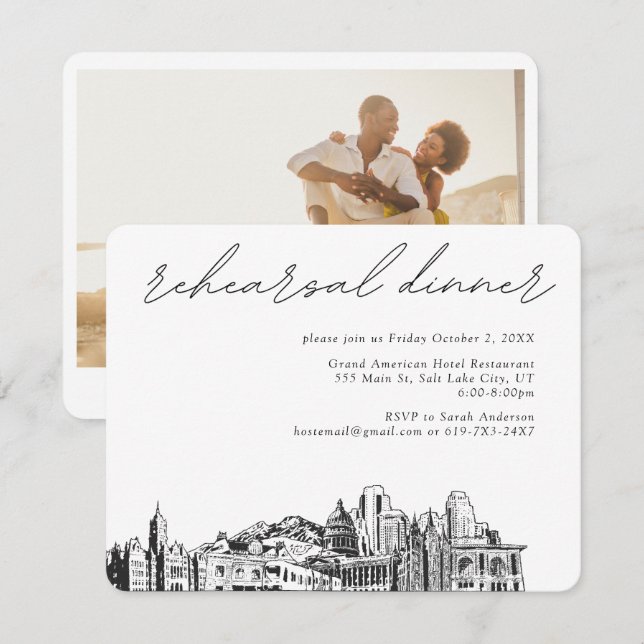 Salt Lake City Wedding Rehearsal Enclosure Card (Front/Back)