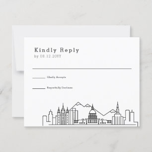Salt Lake City Wedding   Stylized Skyline RSVP Card