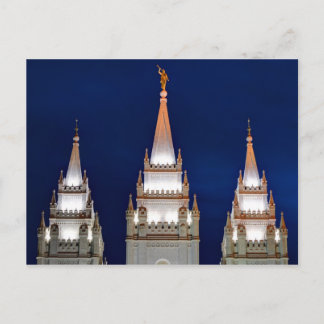 Salt Lake LDS Mormon Temple at Night Postcard