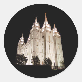 Salt Lake Temple Lit Up at Night Classic Round Sticker