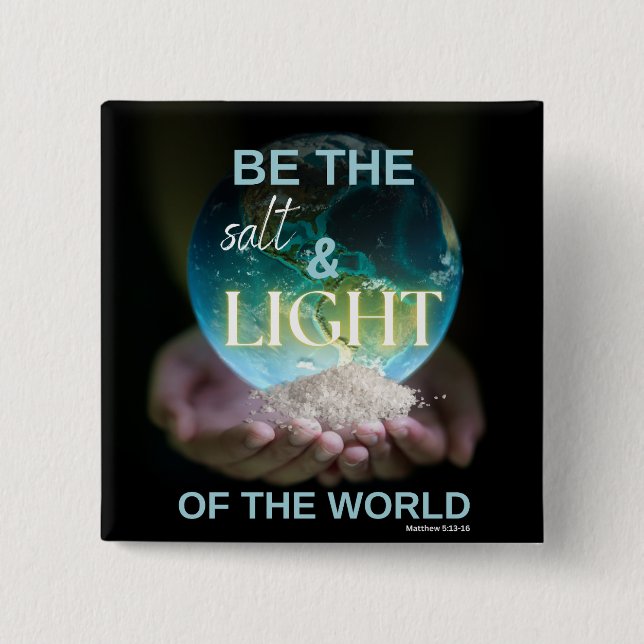 Salt & Light 2 Inch Square Button (Front)
