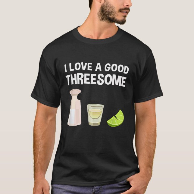 Salt Lime Tequila Threesome Bartender Bar Drink T-Shirt (Front)