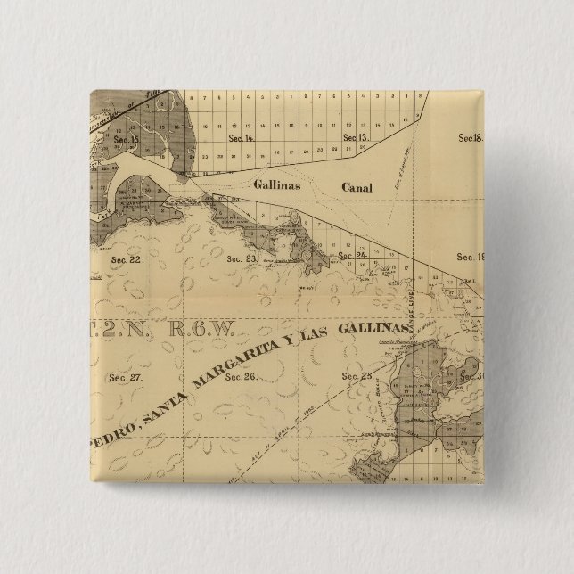 Salt marsh and tide lands 2 inch square button (Front)