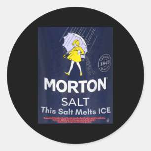 Salt melts ice morton salt girl with umbrella  classic round sticker