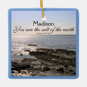 Salt of the Earth Ocean Bible Verse Christmas Ceramic Ornament