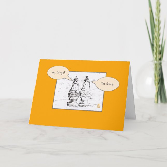 Salt & Pepper on Orange George Gracy Romantic Card (Front)