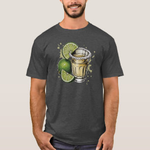 Salt Rim Tequila Shot with Lime Illustration T-Shirt