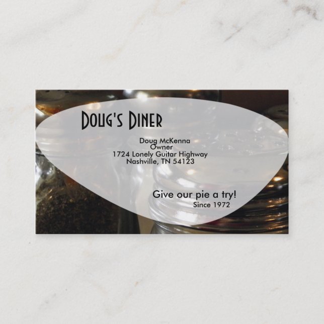 Salt Shaker Diner Amusant Restaurant Carte de visi (Devant)