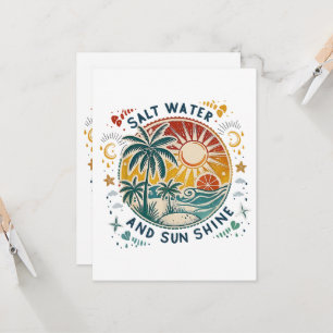 Salt Water and Sun Shine Vintage Tropical Beach Invitation