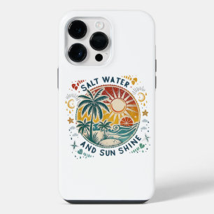 Salt Water and Sun Shine Vintage Tropical Beach iPhone 14 Pro Max Case