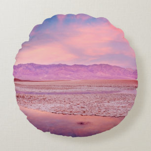 Salt Water Lake, Badwater, Death Valley Round Pillow