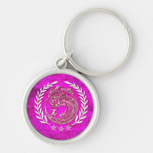 Salt water soothes the soul surf art on pink base. keychain