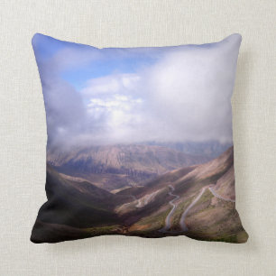 Salta Mountain Serpentine Road With Low Clouds Throw Pillow