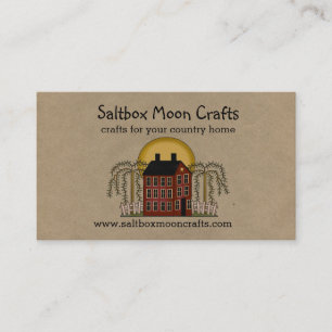 Saltbox and Moon Rustic Country Business Card 