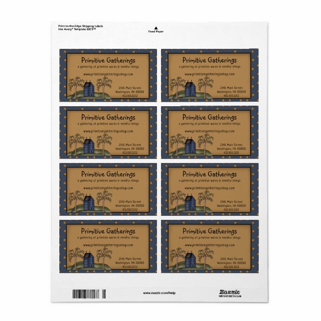 Saltbox primitif rustique & Etoiles Livraison (Feuille entière)