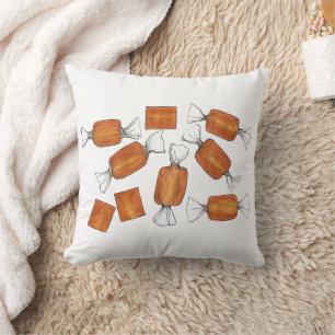 Salted Caramel Candies Sweets Candy Shop Store Throw Pillow