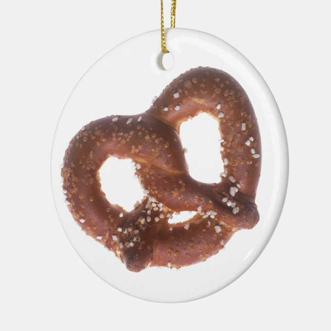 Salted Pretzel Ceramic Ornament (Left)