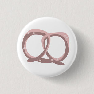 Salted Pretzel Twist Pink  1 Inch Round Button