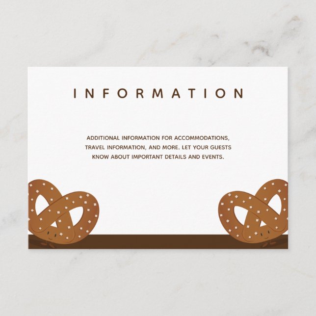 Salted Pretzels Wedding White Brown Info Enclosure Card (Front)