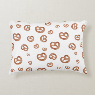 Salted Soft Watercolor Pretzel Pattern Accent Pillow