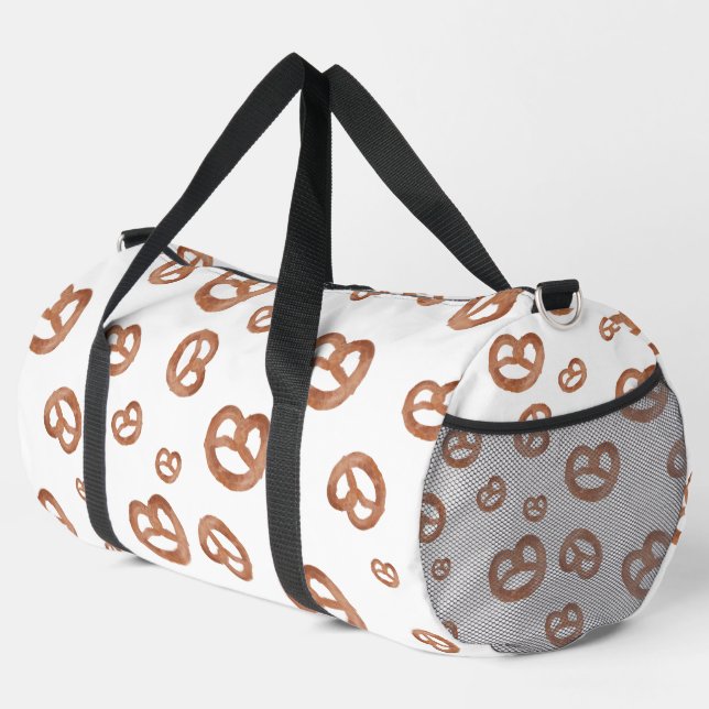 Salted Soft Watercolor Pretzel Pattern Duffle Bag (Right Corner)