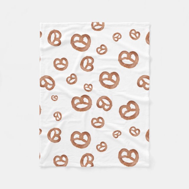 Salted Soft Watercolor Pretzel Pattern Fleece Blanket (Front)