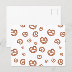 Salted Soft Watercolor Pretzel Pattern Holiday Postcard