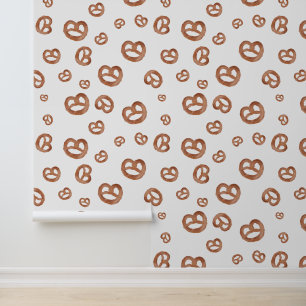Salted Soft Watercolor Pretzel Pattern Wallpaper