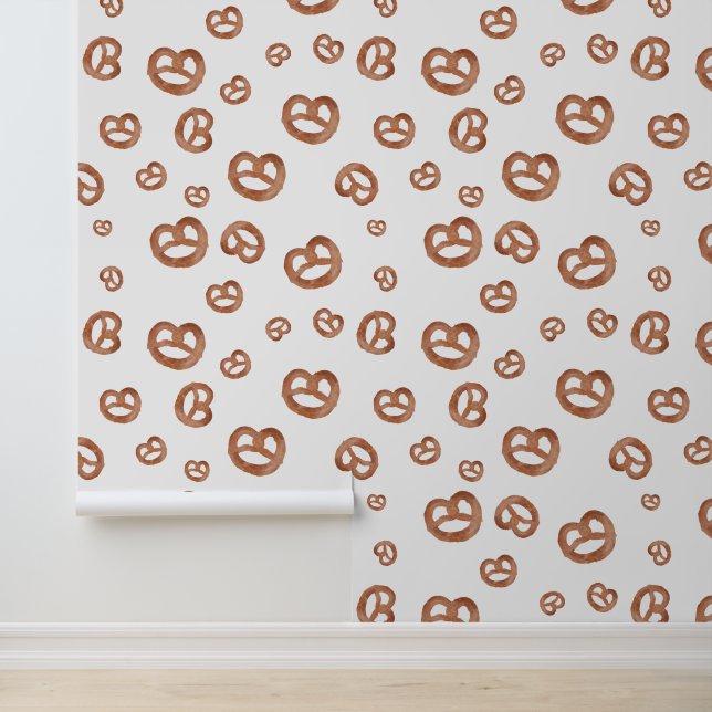 Salted Soft Watercolor Pretzel Pattern Wallpaper (Application)