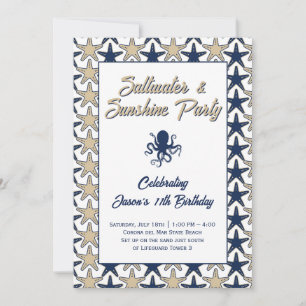 Saltwater and Sunshine Beach Birthday Party  Invitation