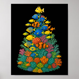 Saltwater Aquarium Christmas Tree  Poster