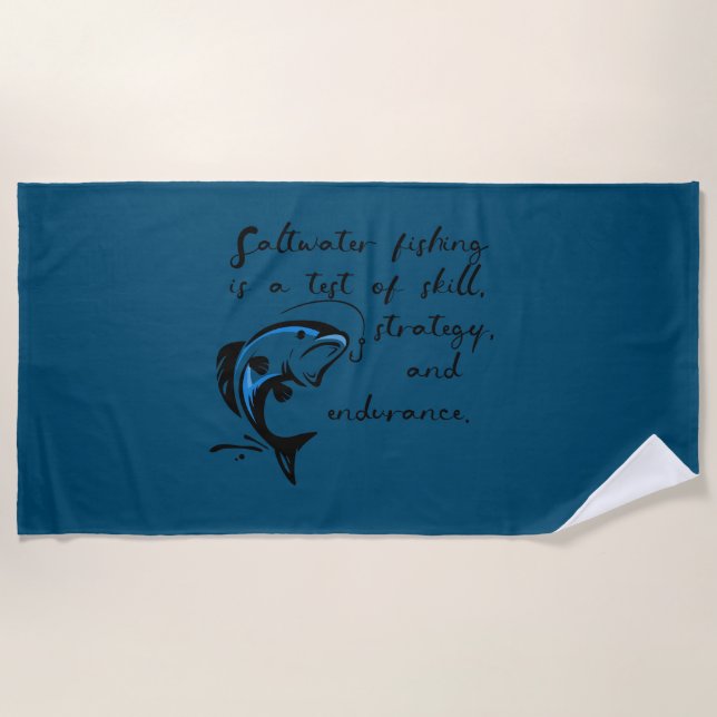 Saltwater fishing. beach towel (Front)
